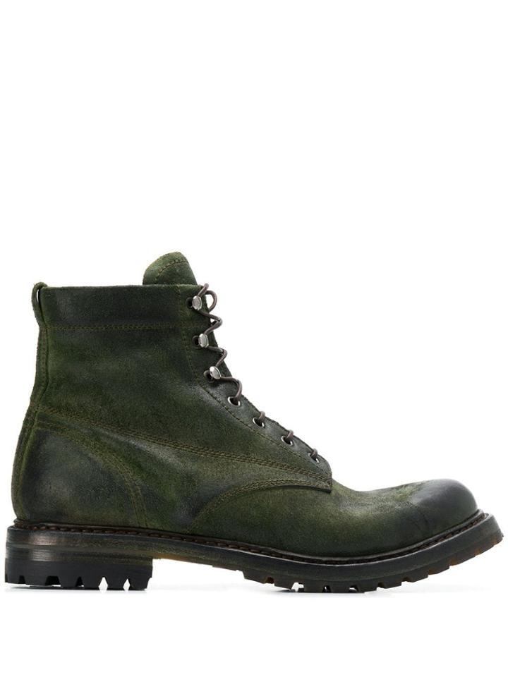 Silvano Sassetti Lace Up Combat Boots - Green