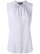 Salvatore Ferragamo - Sleeveless Drawstring Top - Women - Silk - 42, Pink/purple, Silk