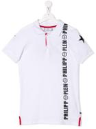 Philipp Plein Junior Teen Logo Trim Polo Shirt - White