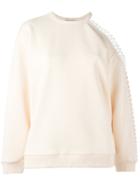 Christopher Kane Loop Detail Cold Shoulder Sweatshirt, Women's, Size: Large, Nude/neutrals, Viscose/nylon/spandex/elastane