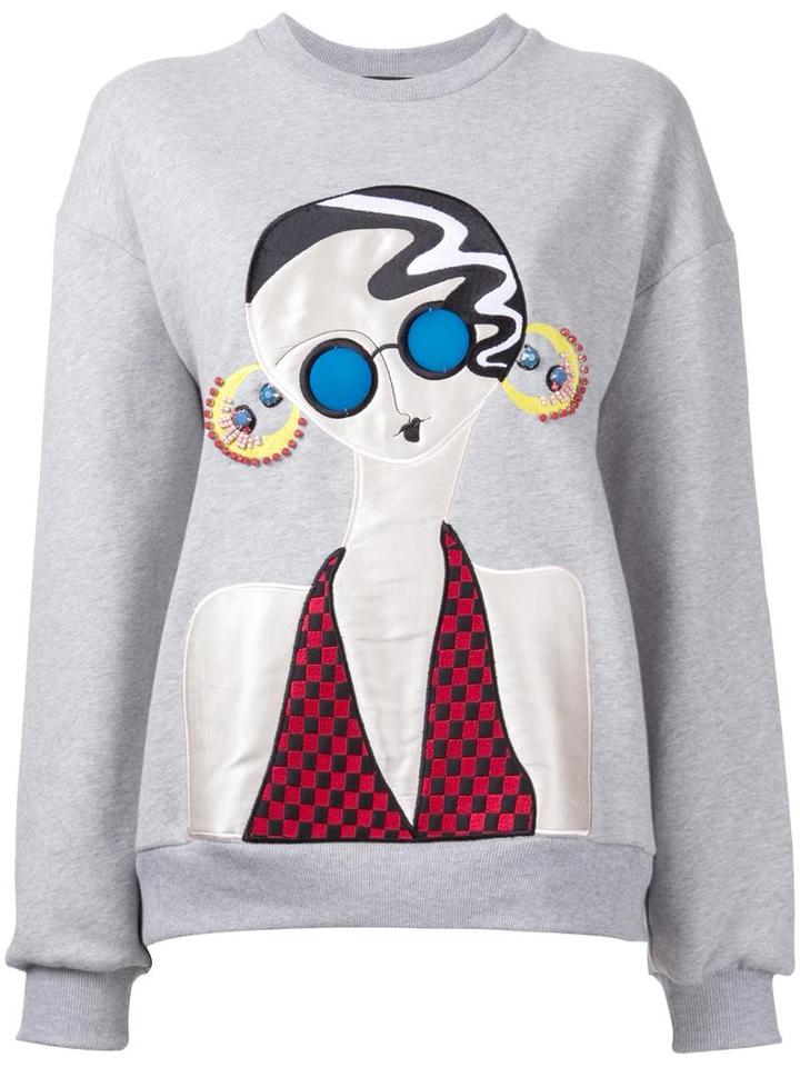 Holly Fulton Lady Patch Sweatshirt, Women's, Size: Small, Grey, Cotton