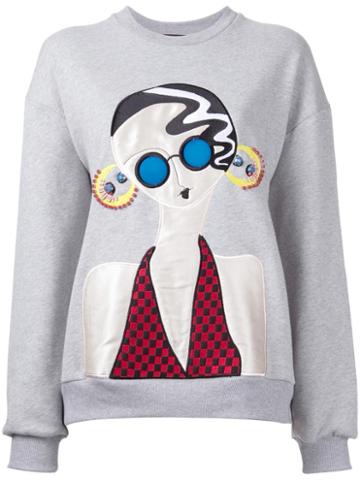 Holly Fulton Lady Patch Sweatshirt, Women's, Size: Small, Grey, Cotton
