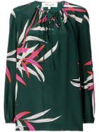 Dvf Diane Von Furstenberg Printed Silk Blouse - Green