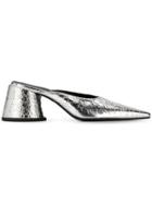 Mm6 Maison Margiela Pointed Toe Metallic Mules - Silver
