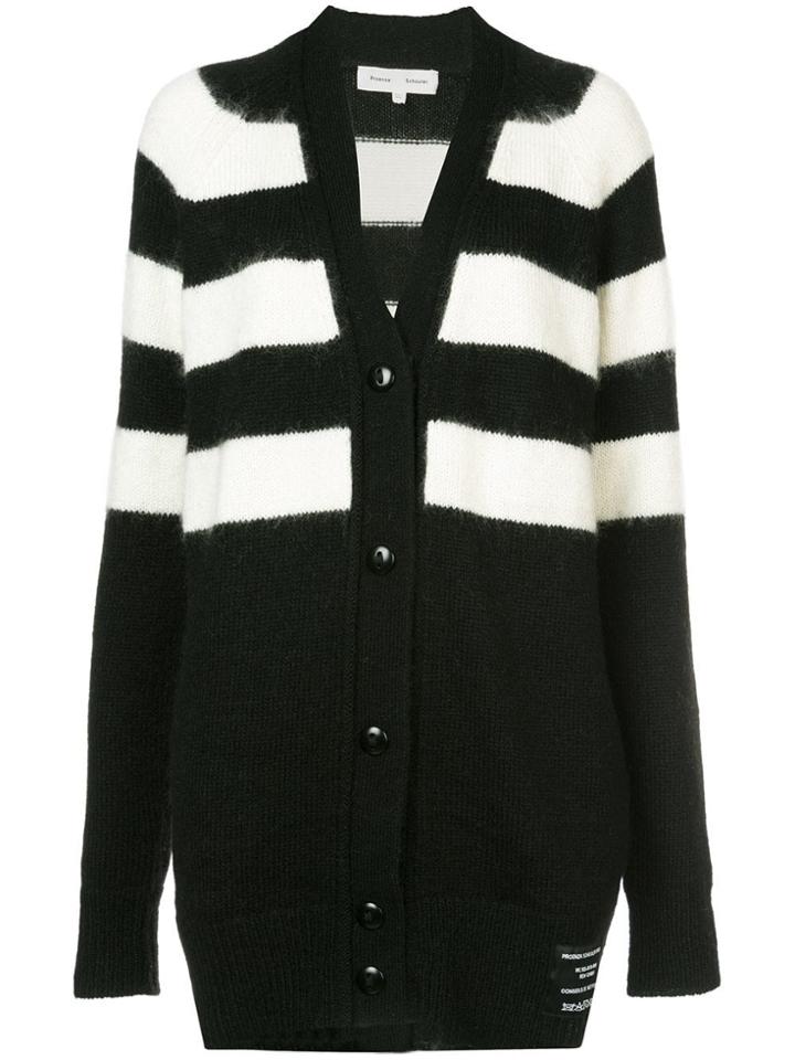 Proenza Schouler Blocked Stripe V-neck Cardigan - Black