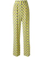 Msgm - Printed Straight Trousers - Women - Silk/polyester - 40, Yellow, Silk/polyester