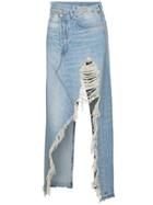 R13 Harrow Distressed Denim Maxi Skirt - Blue