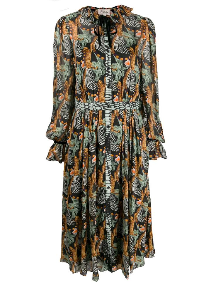 Temperley London Maggie Feather-print Shirt Dress - Black