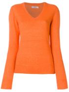 Liska Classic V-neck Jumper - Yellow & Orange