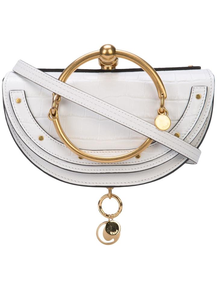 Chloé Nile Minaudiere Croc Bag - White