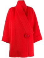 Nina Ricci Pre-owned 1980's Off-centre Wool Coat - Red