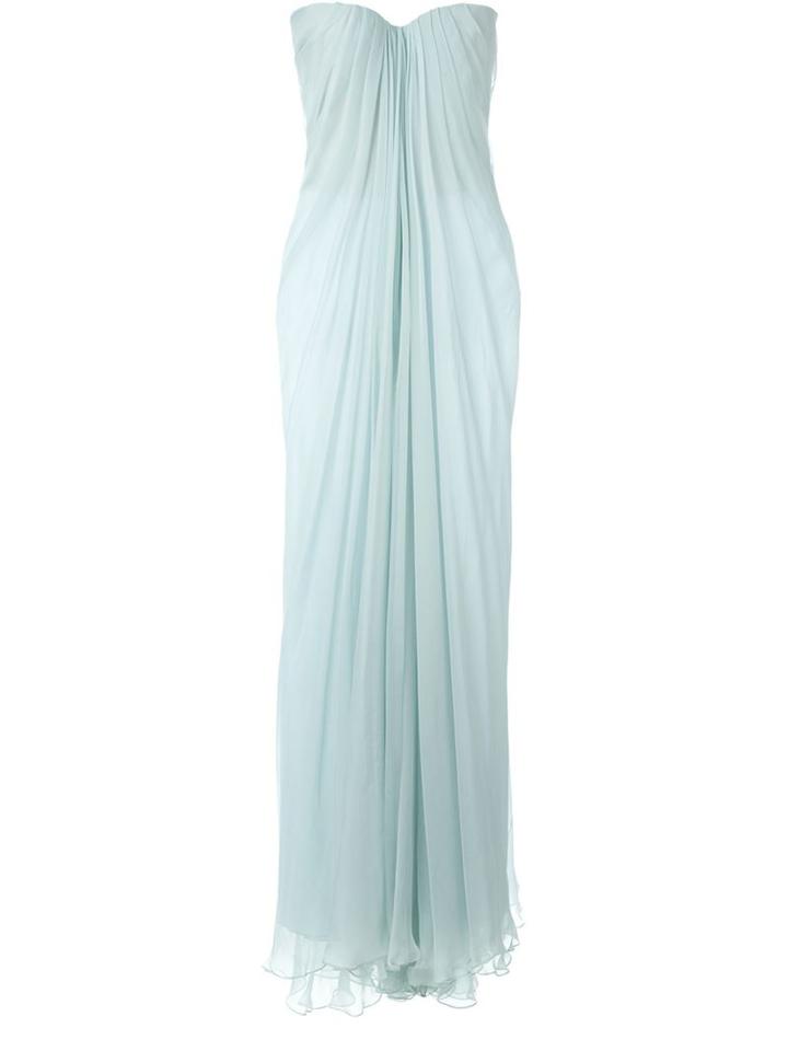 Alexander Mcqueen Draped Bustier Evening Dress, Women's, Size: 46, Green, Silk/polyamide/spandex/elastane