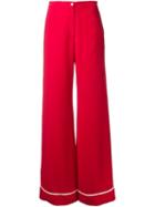 N Duo Trim Detail Straight Leg Trousers, Women's, Size: 40, Red, Cotton/polyester