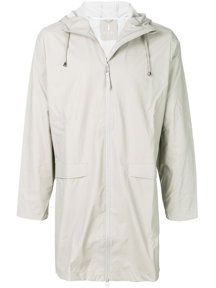 Rains Mid-length Hooded Raincoat - Nude & Neutrals