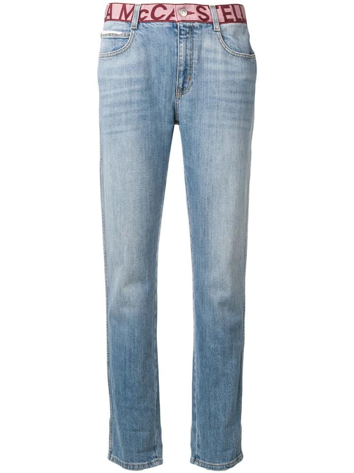 Stella Mccartney Logo Waistband Boyfriend Jeans - Blue