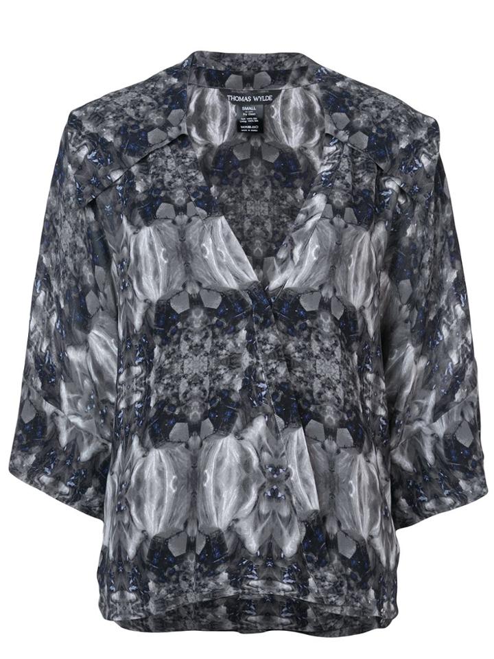 Thomas Wylde Printed V-neck Blouse - Grey