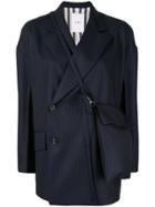 Ujoh Double-breast Pin-stripe Blazer - Blue