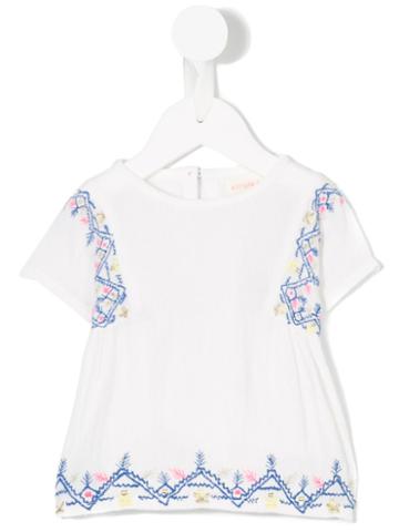 Simple Kids - Embroidered Top - Kids - Cotton - 12 Mth, White