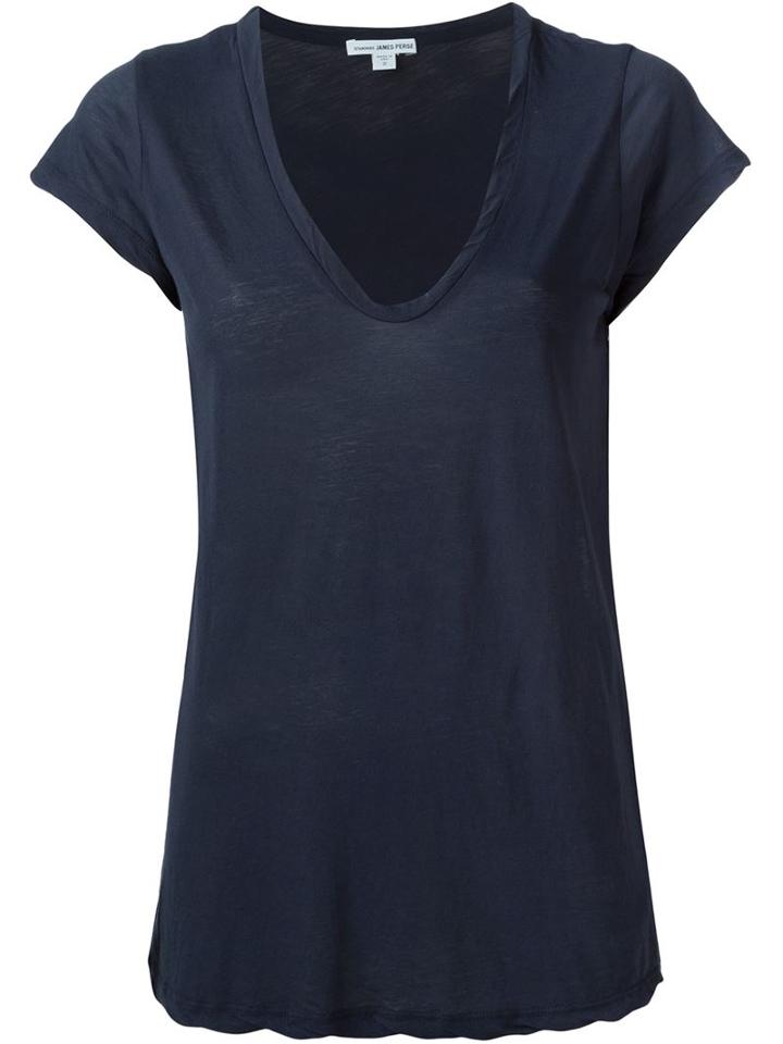 James Perse V-neck T-shirt, Women's, Size: 0, Blue, Cotton