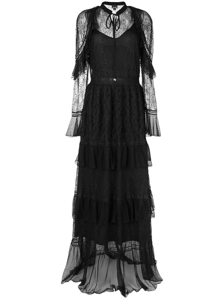 Just Cavalli Ruffled Lace Maxi Dress - Black