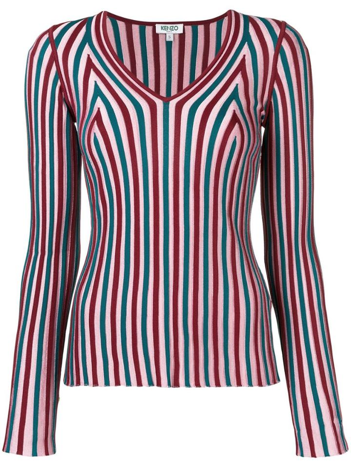 Kenzo Striped Knit Top - Pink & Purple