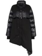 Unravel Project Asymmetric Padded Feather And Cotton Coat - Black