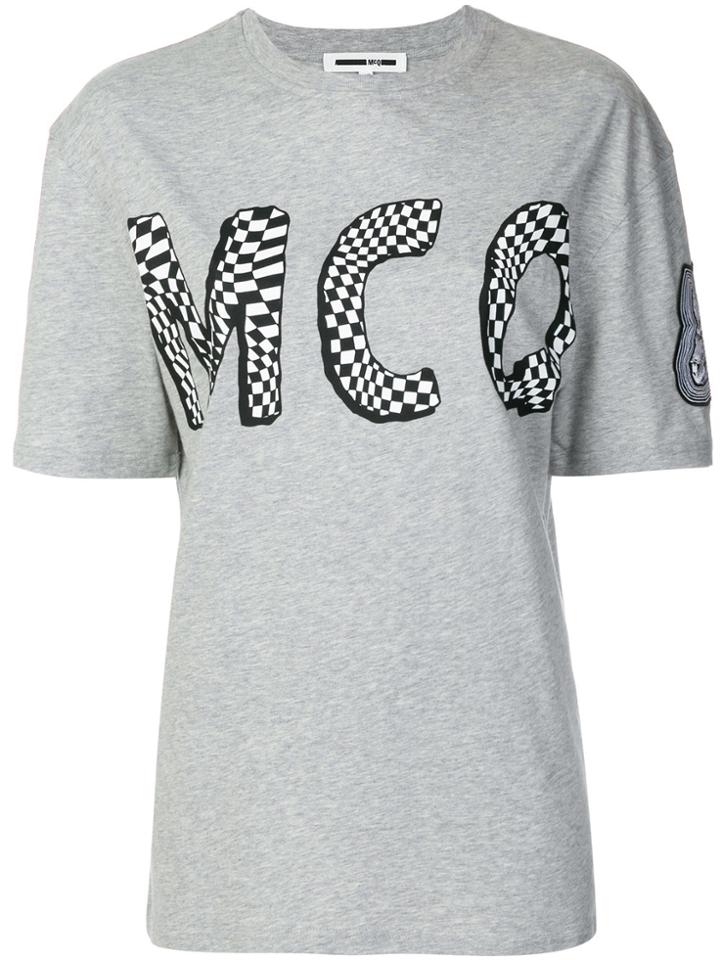 Mcq Alexander Mcqueen Check Logo Print T-shirt - Grey