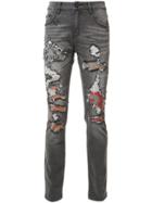 Haculla Distressed Slim-fit Jeans - Grey