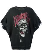 R13 Skull Print Distressed Sweatshirt, Women's, Size: Small, Black, Cotton