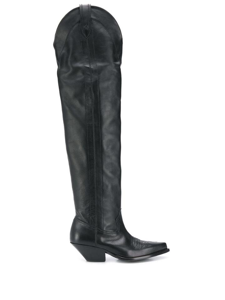 Wandering Western Knee-length Boots - Black