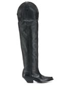 Wandering Western Knee-length Boots - Black