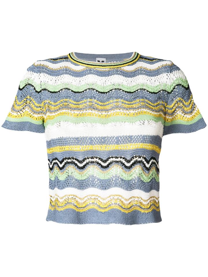 M Missoni Short Sleeve Knitted Top - Multicolour
