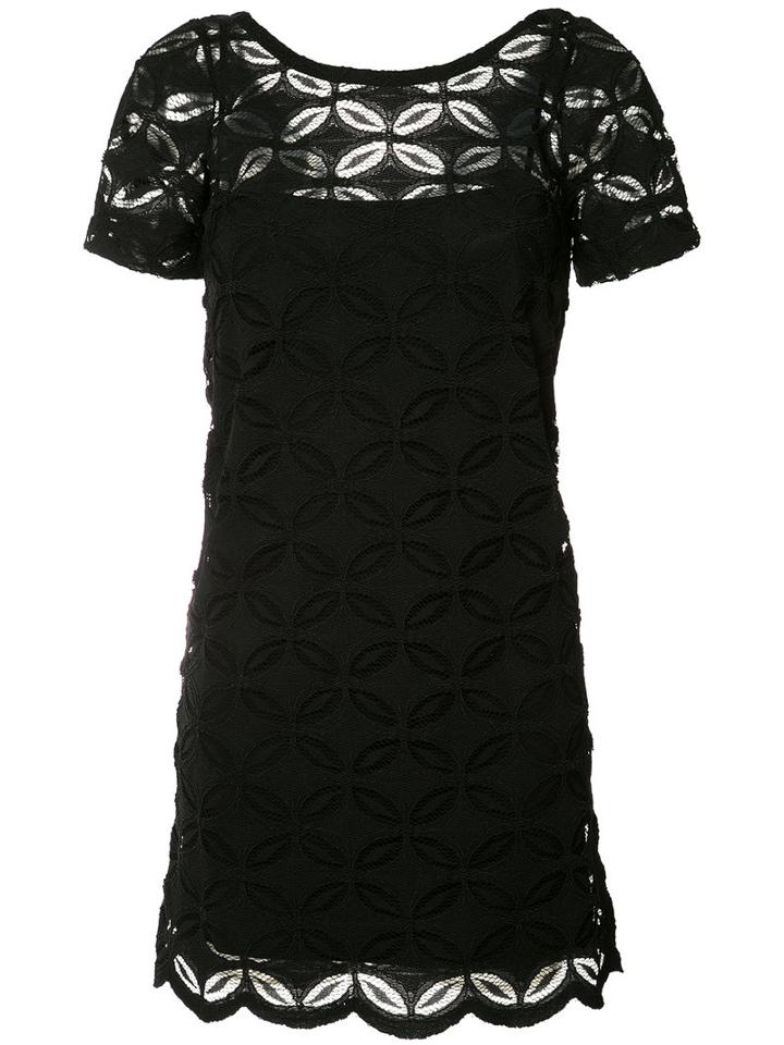 D.exterior Floral Embroidered Shift Dress, Women's, Size: Small, Black, Spandex/elastane/viscose/cotton/polyimide