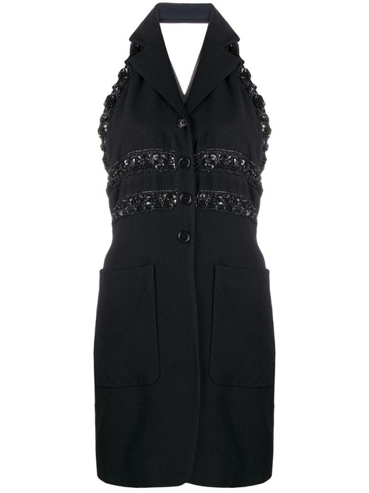 Romeo Gigli Pre-owned 1990's Open Back Embroidered Jacket - Black