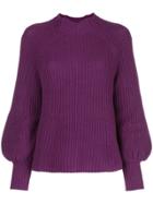 Apiece Apart Puff Sleeve Ribbed Sweater - Purple