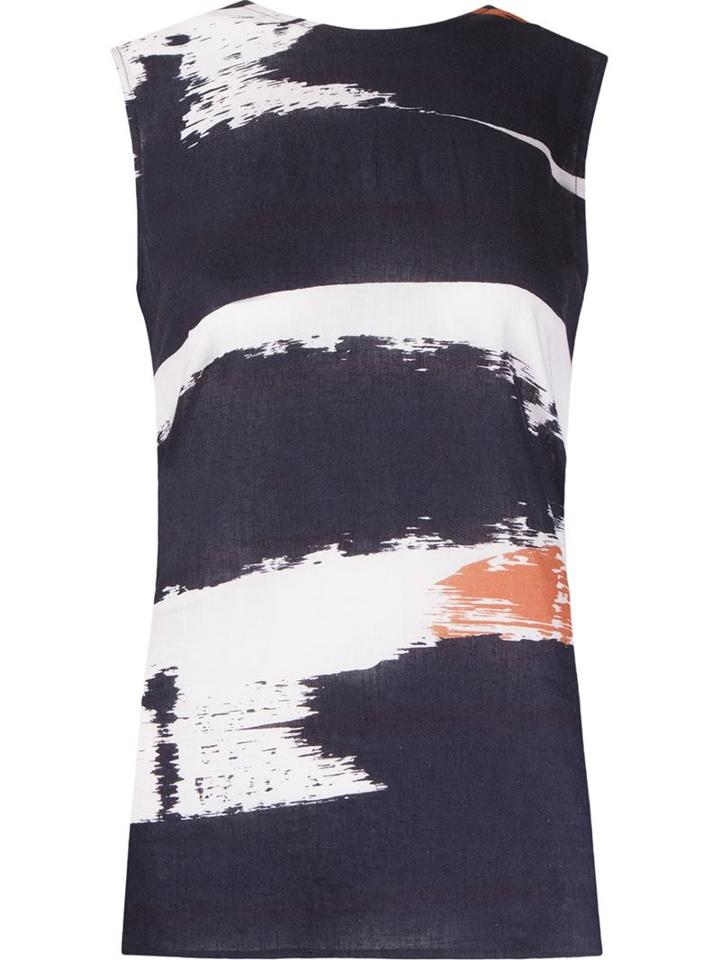 Andrea Marques Abstract Print Tank Top, Women's, Size: 42, Blue, Linen/flax/viscose