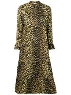 Ganni Leopard Print Flared Dress - Yellow