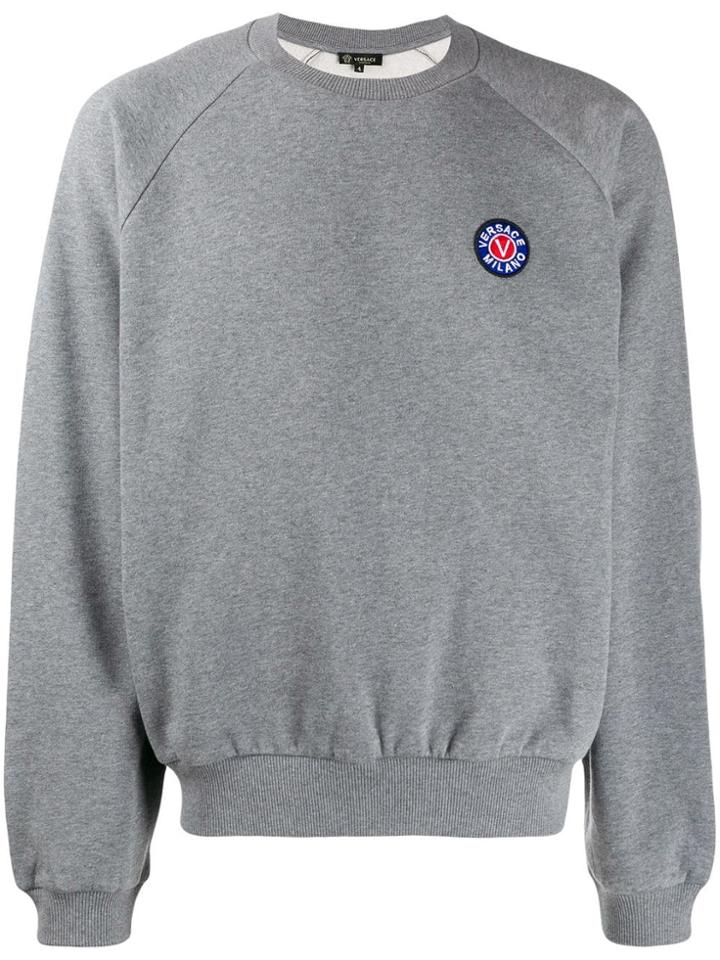 Versace Logo Patch Sweatshirt - Grey