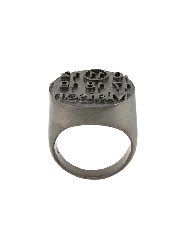 Maison Margiela Logo Embossed Signet Ring, Men's, Size: Small