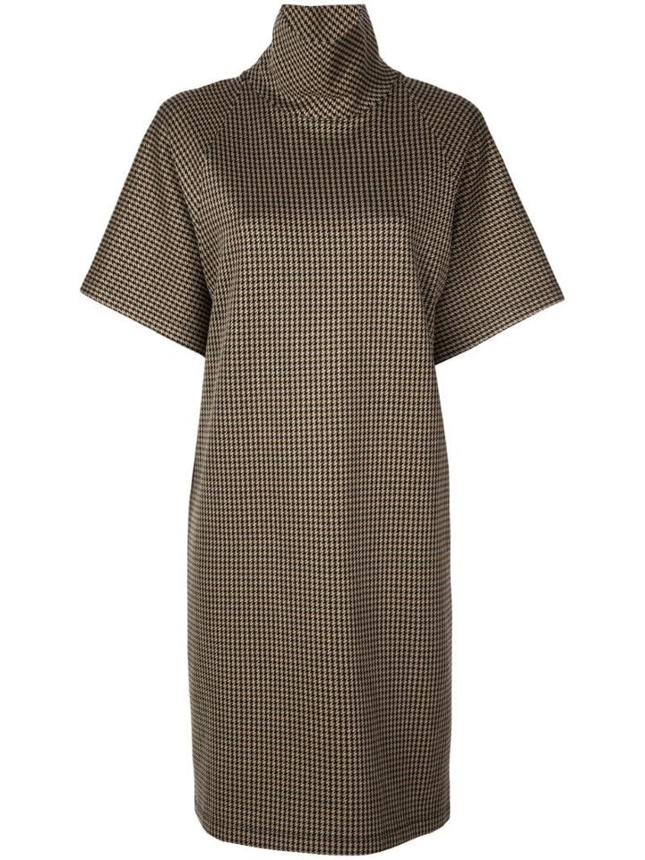 Rosetta Getty Checked Turtleneck Dress - Brown