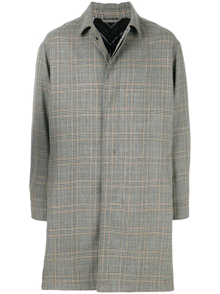 Lanvin Single Breasted Checked Coat - Grey