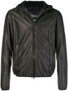 Herno Hooded Faux Leather Jacket - Black