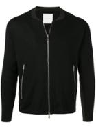 Lucio Vanotti Ribbed Zip Cardigan - Black