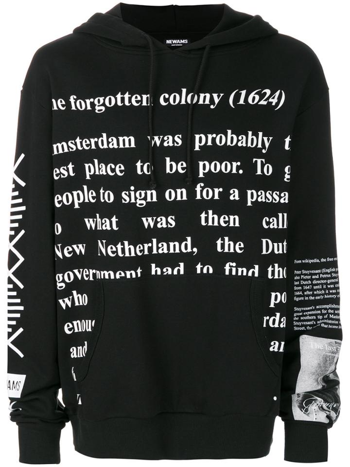 Newams Script Print Hoodie - Black