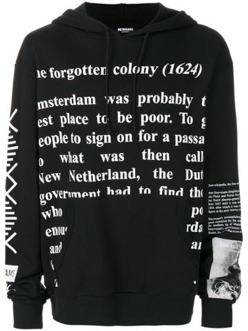 Newams Script Print Hoodie - Black
