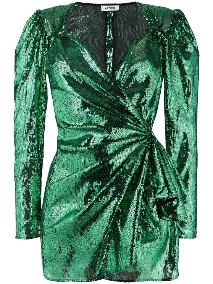 Attico Long-sleeve Fitted Mini Dress - Green