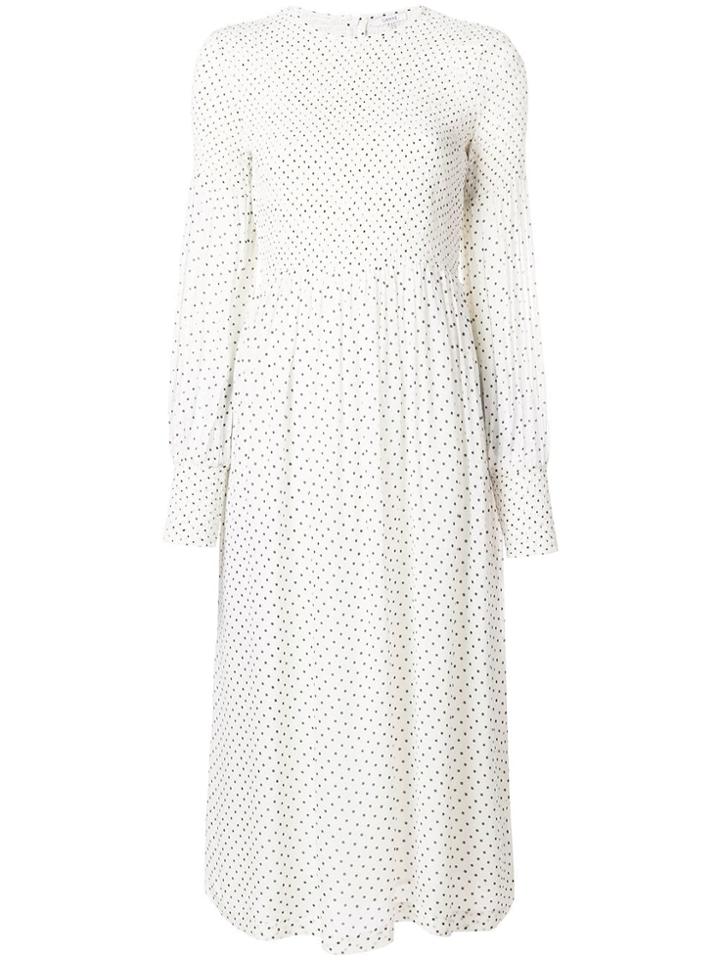 Ganni Polka Dot Flared Dress - White