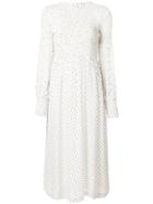 Ganni Polka Dot Flared Dress - White