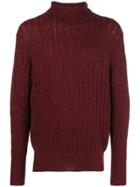 N.peal Cable Roll Neck Jumper - Red