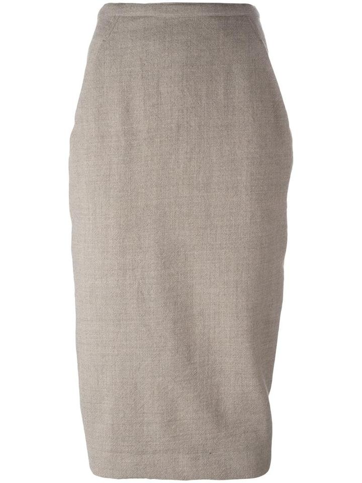 Rick Owens Draped Back Pencil Skirt, Women's, Size: 40, Nude/neutrals, Virgin Wool/cupro